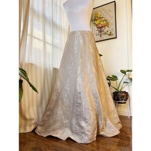 Vintage 90s Ronni Nicole by Ouida Prom Maxi Skirt Champagne Gold Silver Glitter